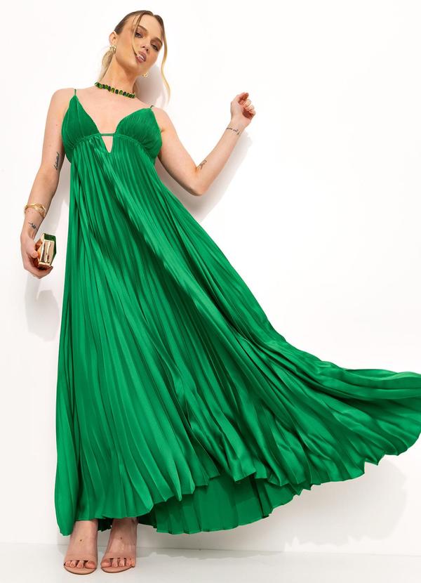 Farm - Vestido Longo Plissado Verde 4