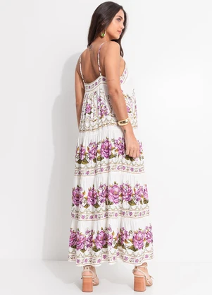 Farm - Vestido Longo Poesia de Flor Off White - FARM