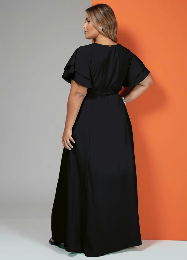 Quintess - Vestido Longo Preto com Cinto 10