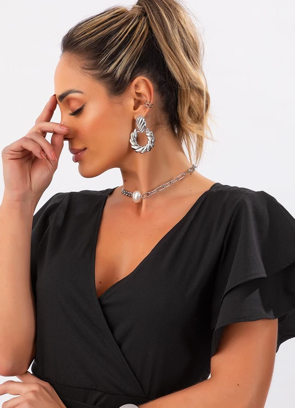 Quintess - Vestido Longo Preto com Cinto 3