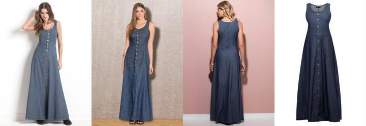 Vestido Longo Quintess Jeans Escuro com Botes