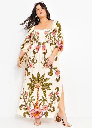 Farm - Vestido Longo Ravenala Off White - FARM