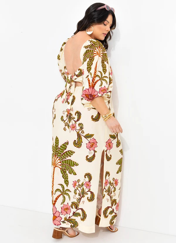 Farm - Vestido Longo Ravenala Off White