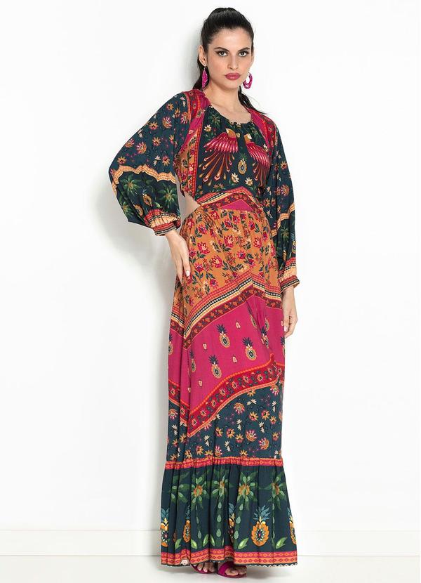 Farm - Vestido Longo Realeza Floral Viscose Estampado