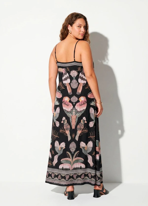 Farm - Vestido Longo Recanto dos Pássaros Preto