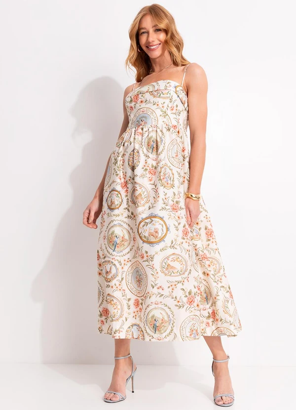 Farm - Vestido Longo Relicário Bege 1