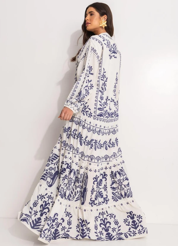 Farm - Vestido Longo Relicário Tropical Azul 2