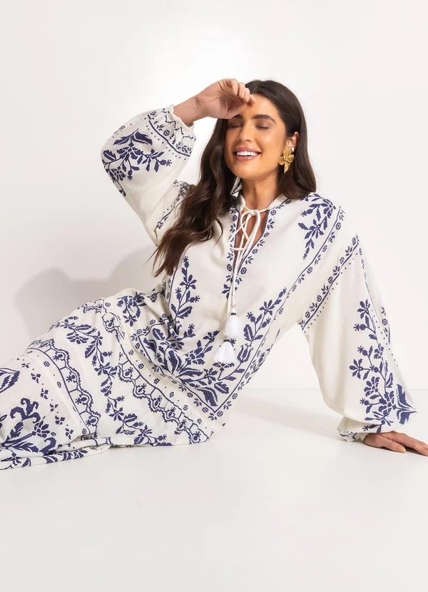 Farm - Vestido Longo Relicário Tropical Azul 5