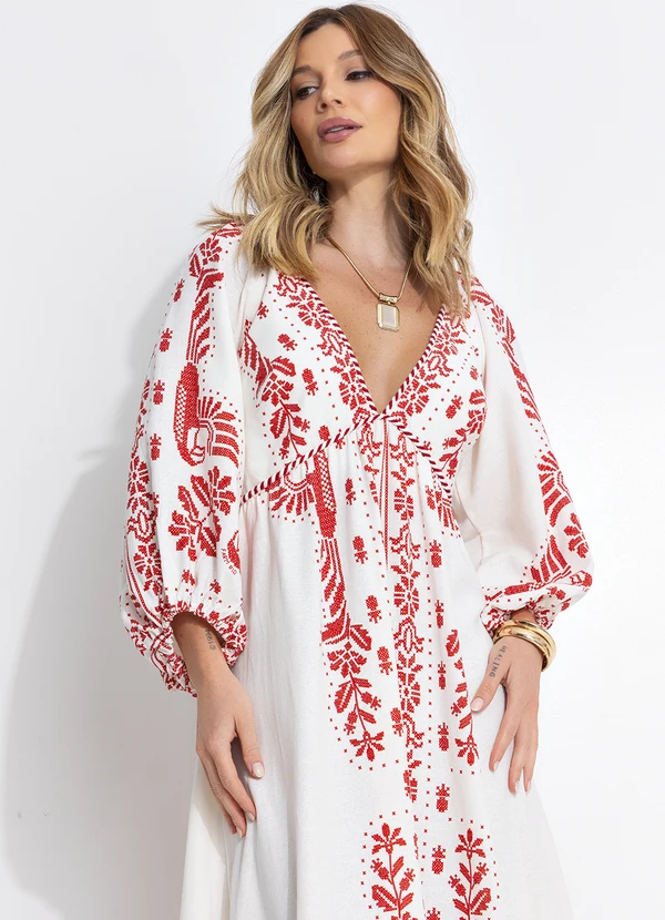 Farm - Vestido Longo Relicário Tropical Off White 3