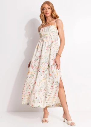 Farm - Vestido Longo Rendeira Bege - FARM