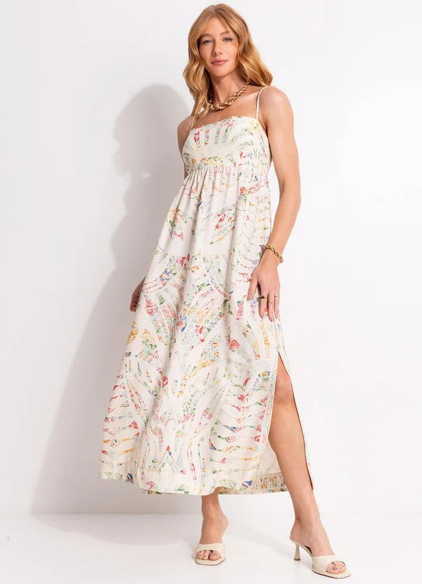 Farm - Vestido Longo Rendeira Bege