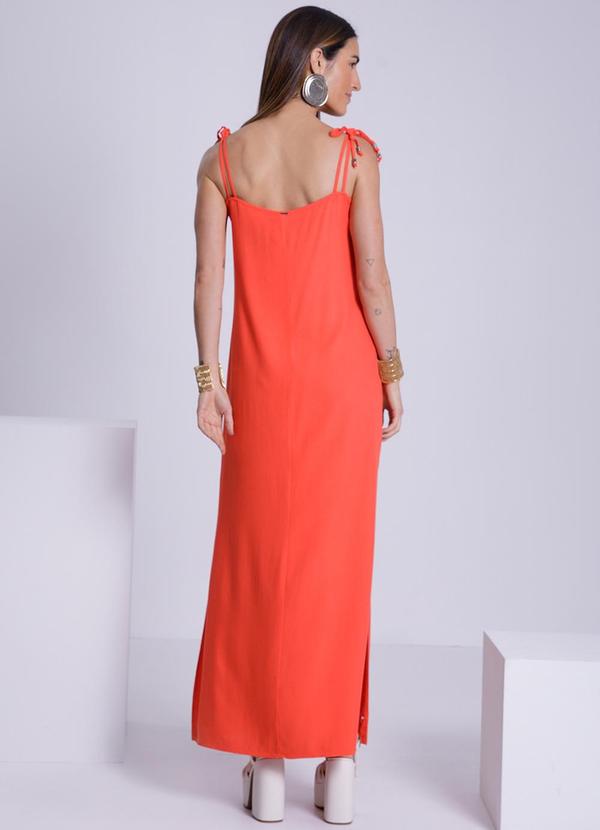 Lunender - Vestido Longo Reto em Viscose Vermelho 2