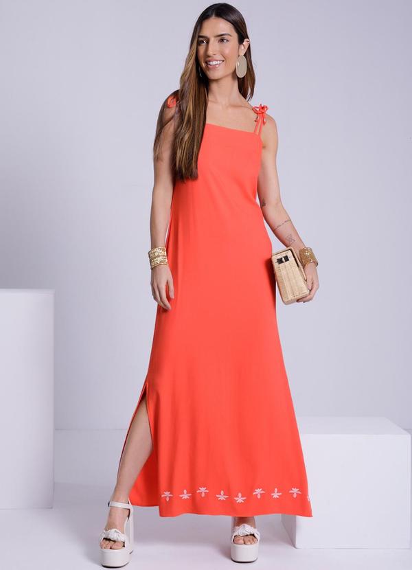 Lunender - Vestido Longo Reto em Viscose Vermelho 3