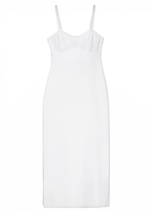Enfim - Vestido Longo Reto Sarjado Branco - ENFIM