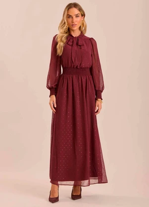 Doce Trama - Vestido Longo Retrô Glam em Plano Chiffon Roxo - DOCE TRAMA