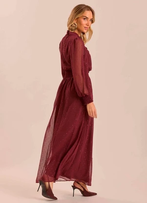 Doce Trama - Vestido Longo Retrô Glam em Plano Chiffon Roxo - DOCE TRAMA