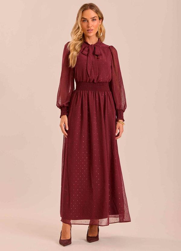 Doce Trama - Vestido Longo Retrô Glam em Plano Chiffon Roxo