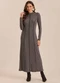 Doce Trama - Vestido Longo Retrô Glam em Ribana Cinza - variação: Cinza