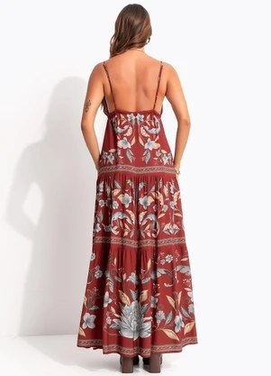 Farm - Vestido Longo Retropico Vermelho - FARM