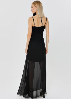 Outlet - Vestido Longo Romantic Preto - OUTLET