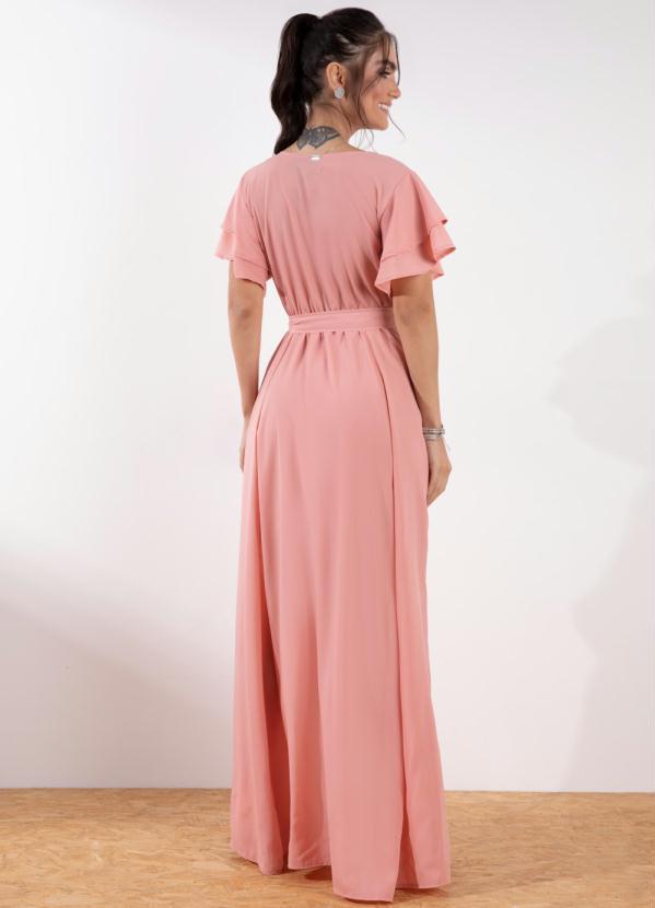 Quintess - Vestido Longo Rosa com Cinto 2