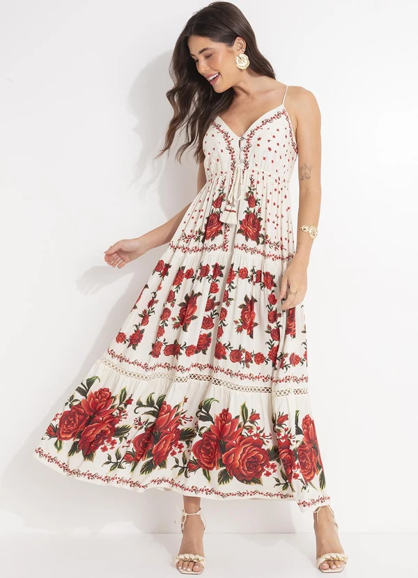 Farm - Vestido Longo Rosalia Bege 6