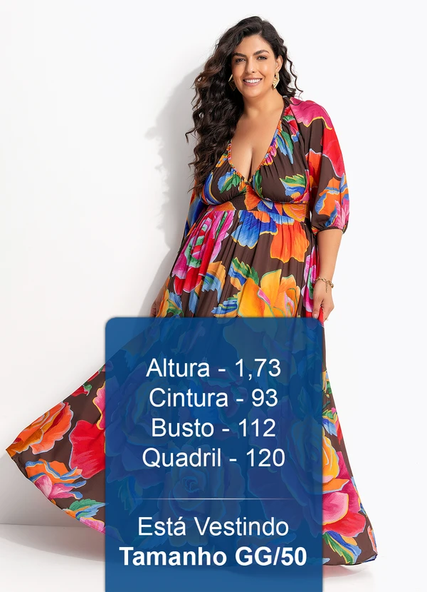 Farm - Vestido Longo Rosas Pintadas Marrom 11