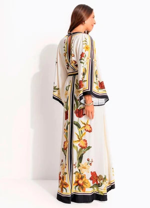 Farm - Vestido Longo Selva de Flor Bege - FARM