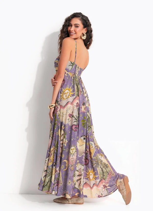 Farm - Vestido Longo Selva Mistica Roxo