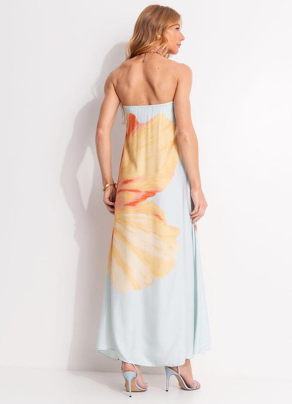 Farm - Vestido Longo sem Alças Vestida de Flor Azul 2