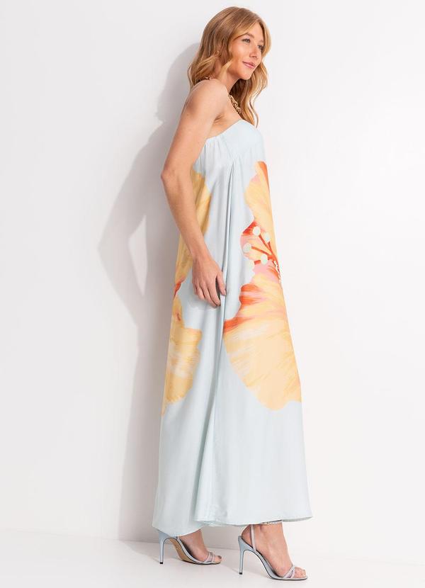 Farm - Vestido Longo sem Alças Vestida de Flor Azul 5