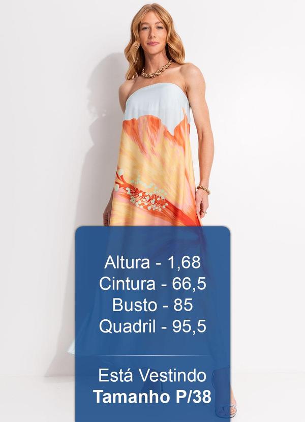 Farm - Vestido Longo sem Alças Vestida de Flor Azul 6