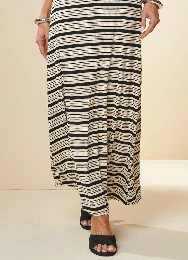 Doce Trama - Vestido Longo sem Manga em Ribana Listrado 5