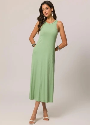 Doce Trama - Vestido Longo sem Manga em Ribana Verde - DOCE TRAMA