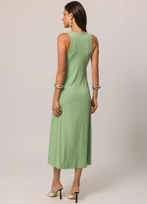 Doce Trama - Vestido Longo sem Manga em Ribana Verde - DOCE TRAMA