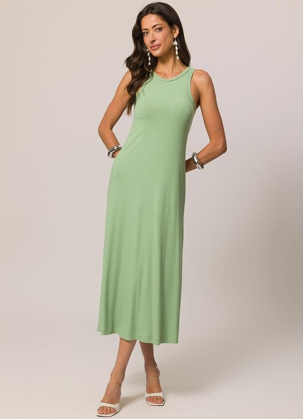Doce Trama - Vestido Longo sem Manga em Ribana Verde