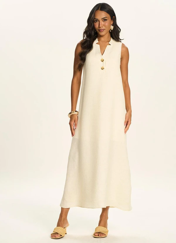 Doce Trama - Vestido Longo sem Mangas Branco