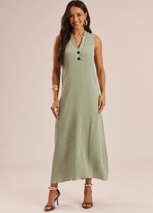 Doce Trama - Vestido Longo sem Mangas Verde - DOCE TRAMA