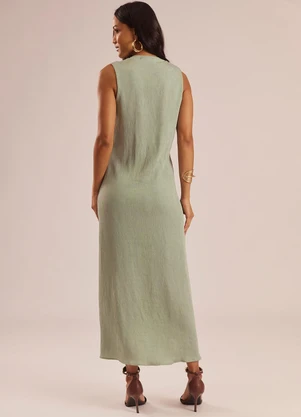 Doce Trama - Vestido Longo sem Mangas Verde - DOCE TRAMA