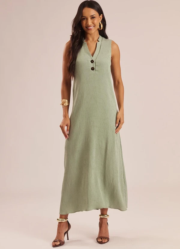 Doce Trama - Vestido Longo sem Mangas Verde