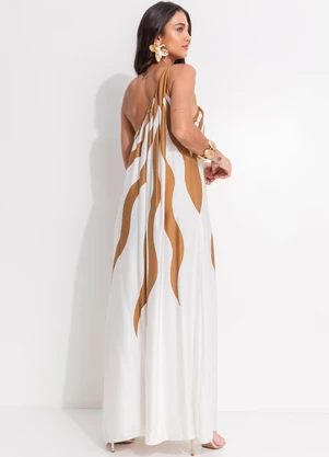 Farm - Vestido Longo Solare Off White - FARM