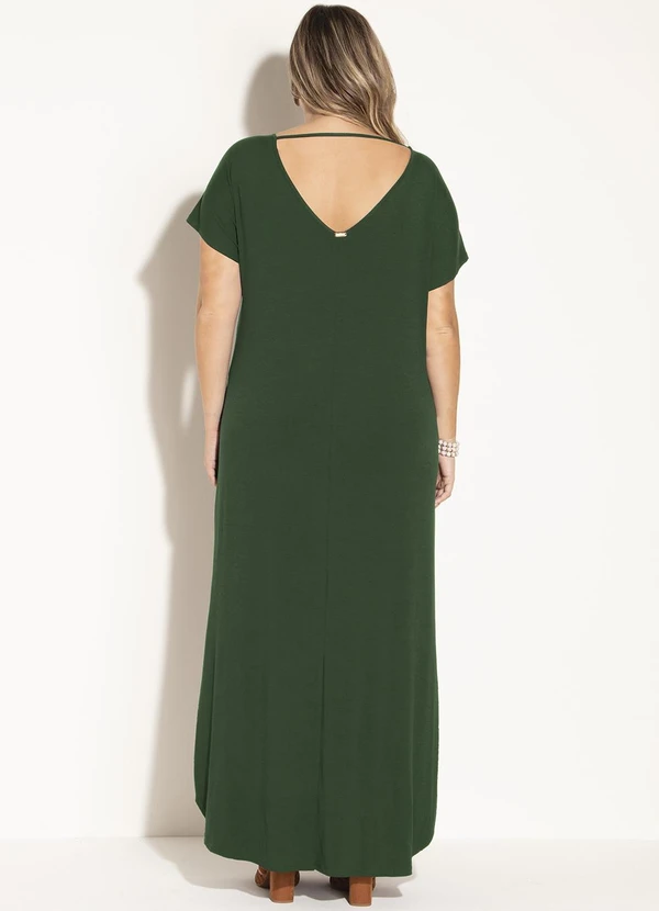 Quintess - Vestido Longo Soltinho com Fenda Verde 4