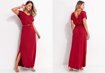 Vestido Longo Soltinho com Fenda Vermelho