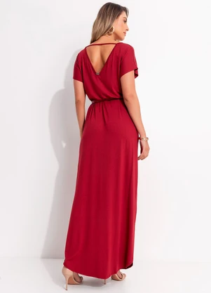 Quintess - Vestido Longo Soltinho com Fenda Vermelho - QUINTESS