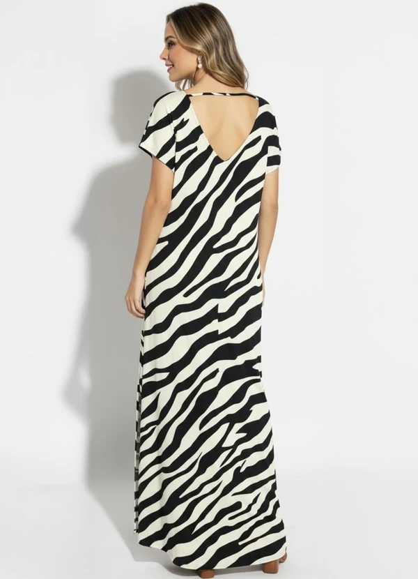 Quintess - Vestido Longo Soltinho com Fenda Zebra 3