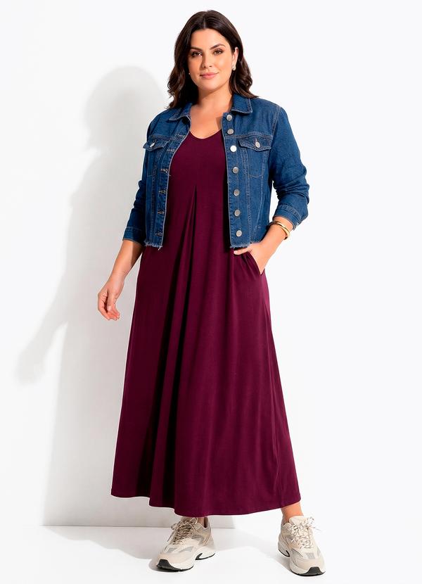 Quintess - Vestido Longo Soltinho de Malha com Bolsos e Decote V 6