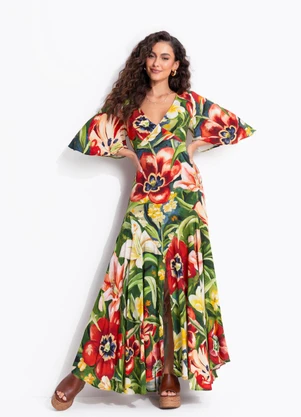 Farm - Vestido Longo Sonho de Flor Verde - FARM