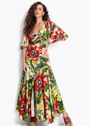 Farm - Vestido Longo Sonho de Flor Verde - FARM