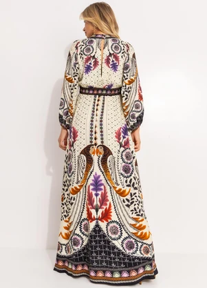 Farm - Vestido Longo Tapete de Arara Bege - FARM