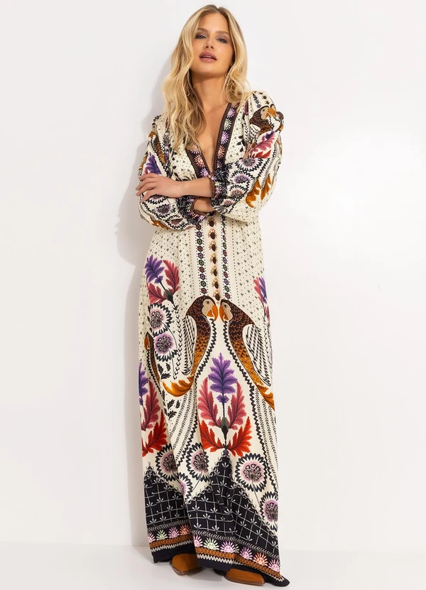 Farm - Vestido Longo Tapete de Arara Bege 3